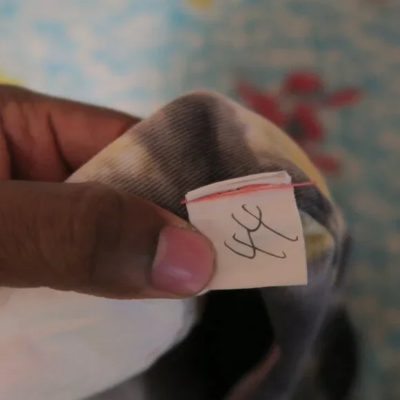 Heaven on Earth 1336 Tie Dye Stacked Denim Jeans Size 42x35 Raw Hem Orange Blue